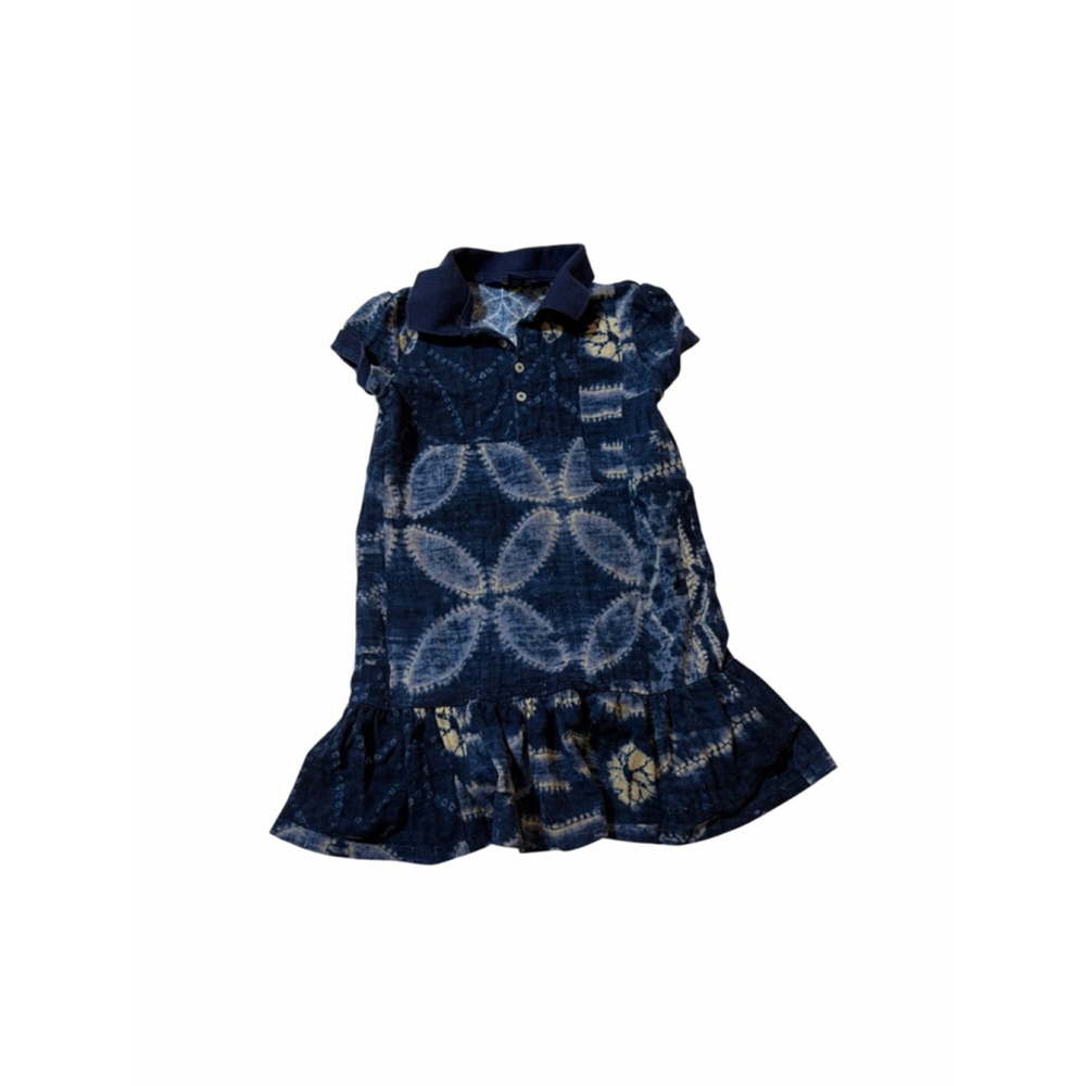 Polo Ralph Lauren Girls Shibori Tie Dye Polo Dress Blue Size 6 100% Cotton